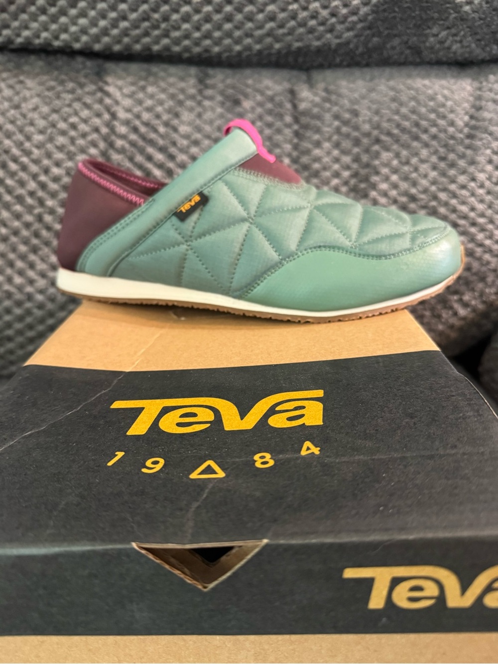 Teva Kids Mint Green and Plum Quilted Slip-On